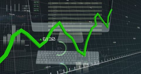 Rising Line Graph and Digital Data on Modern Interface - Download Free Stock Images Pikwizard.com