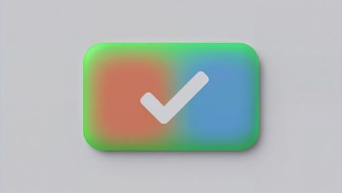 Displaying rounded gradient ui button with white checkmark, soft glow, shadow and bevel