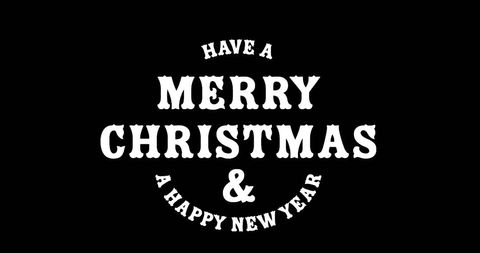 Vintage merry christmas and happy new year greeting on black