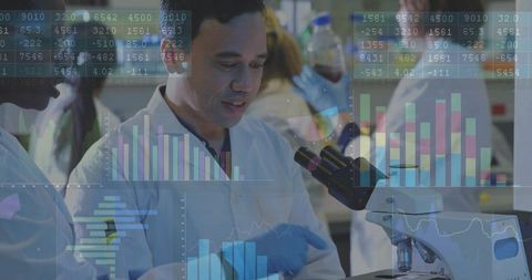 Asian scientist conducting laboratory research and analysis