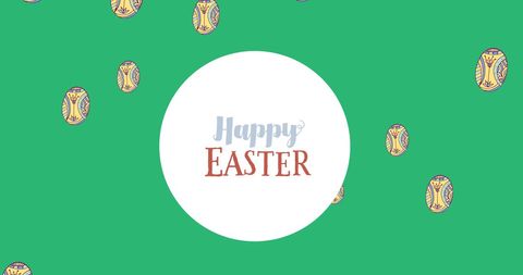Colorful Easter Card with Vintage Easter Eggs and Lettering