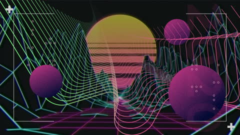 Abstract Metaverse Structures with Neon Geometric Design