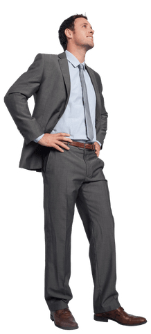 The transparent smiling businessman in tailored suit exuding quiet confidence