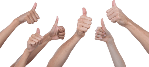 Multiple Hands Giving Thumbs Up on Transparent Background