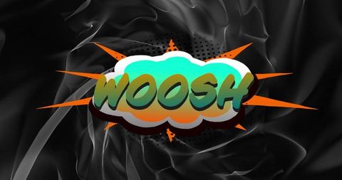 Vibrant Comic-Style WOOSH Text on Dark Background