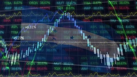 Honduras Flag Overlay on Stock Market Data Visual
