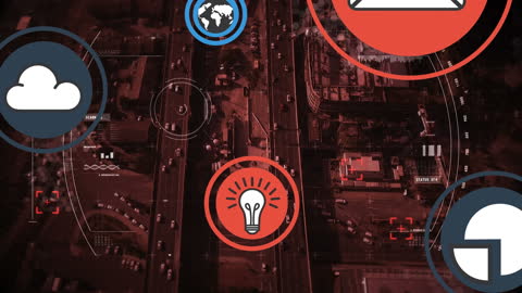 Digital Connectivity Network Over Urban Skyline