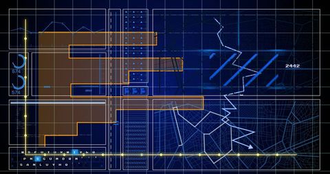 Digital Grid with Data Processing and Global Connections Visualization - Download Free Stock Images Pikwizard.com