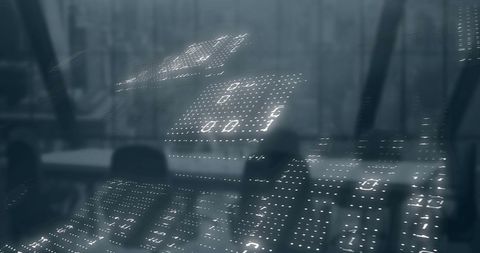 Binary Code Overlay on Modern Office Interior - Download Free Stock Images Pikwizard.com
