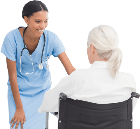 smiling nurse assisting patient in wheelchair on transparent background - Download Free Stock Videos Pikwizard.com