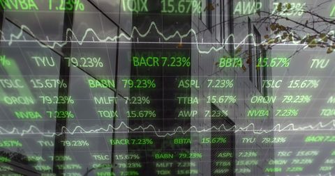 Stock Market Data Visualization on Skyscraper - Download Free Stock Images Pikwizard.com