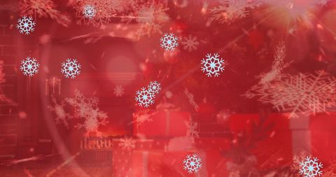 Festive Snowflakes with Christmas Tree and Gifts