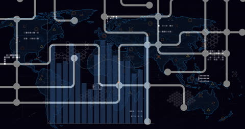 Digital Data Processing Visualization on World Map