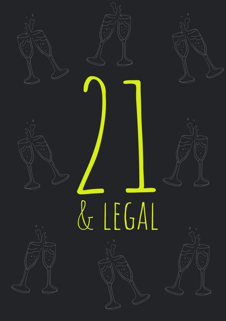 21 and Legal Celebration with Champagne Icons on Black Background - Download Free Stock Templates Pikwizard.com