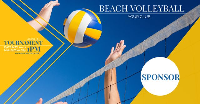 Beach Volleyball Tournament Promotion Event - Download Free Stock Templates Pikwizard.com