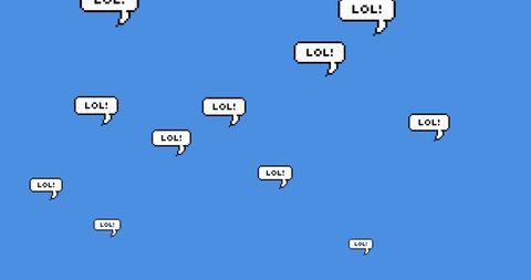 Digital lol speech bubbles on blue background