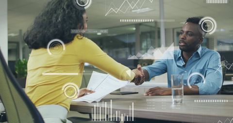 Business Meeting with Data Analytics Holograms Illustration - Download Free Stock Images Pikwizard.com