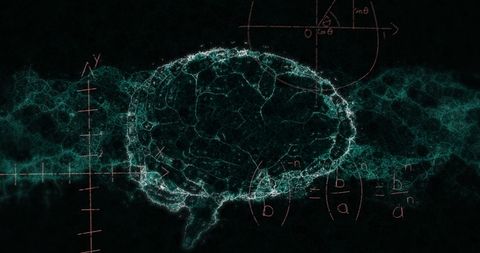Abstract brain and math formulas with dna structure