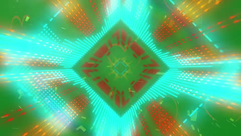 Vibrant Neon Heart Animation on Confetti Background