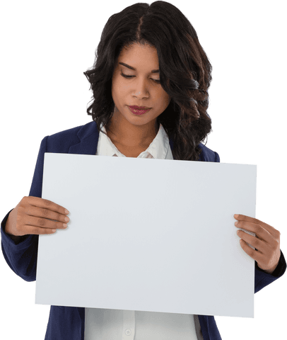 Businesswoman Holding Blank White Placard, Transparent Background - Download Free Stock Videos Pikwizard.com