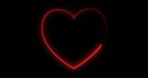 Glowing Neon Heart on Black Background with Digital Effect - Download Free Stock Images Pikwizard.com