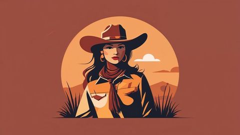 Cowgirl adventuring at desert dusk in rustic western apparel