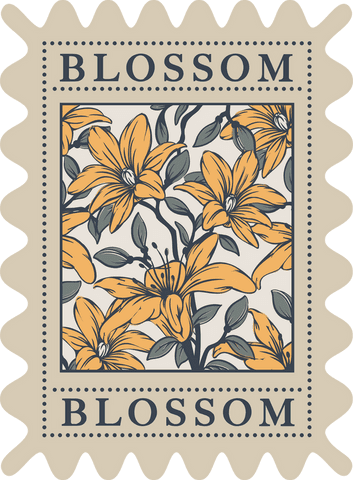 Vintage Floral Stamp Design with Beautiful Orange Lilies