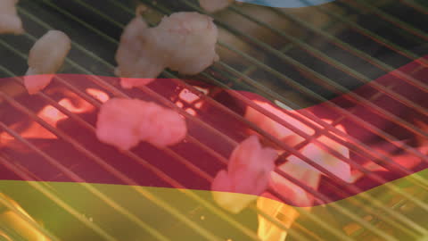 Closeup Grilling Scene with German Flag Overlay