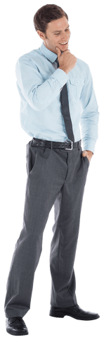 Transparent Businessman In Thought Gesture Formal Attire