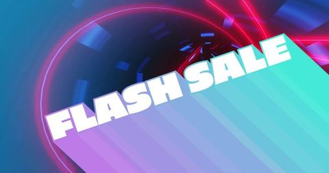 Dynamic Flash Sale Advertising Banner with Neon Tunnel and Gradient Overlay