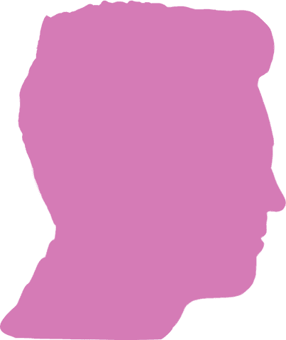 Transparent purple profile of man's head digital illustration