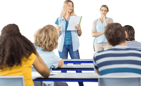 confident student giving presentation to classmates transparent background - Download Free Stock Videos Pikwizard.com