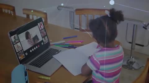 Child Engaging in Online Class with Interactive Technology