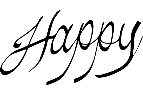 Stylized happy text on transparent background