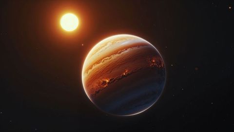 Colorful venus with vibrant star in deep space