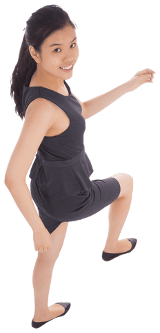 Smiling Biracial Businesswoman Moving on Transparent Background