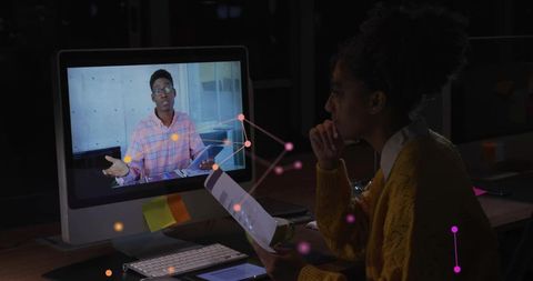 Virtual Business Meeting with Global Networking Graphics