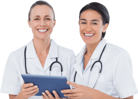 Smiling Female Doctors with Tablet on Transparent Background - Download Free Stock Videos Pikwizard.com