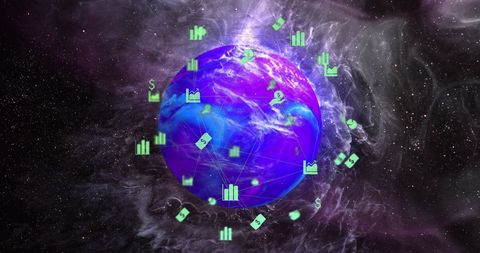 Digital Globe with Data Connections and Analytics Icons - Download Free Stock Images Pikwizard.com