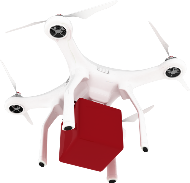 White Quadcopter Drone Carrying Red Delivery Box Isolated - Download Free Stock Videos Pikwizard.com