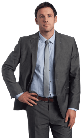 Confident Businessman Posing in Stylish Suit with Transparent Background