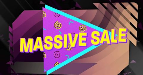 Massive Sale Promotional Banner with Vibrant Geometric Design