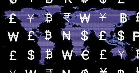 Glowing World Map with Financial Symbols Suggesting Global Economy - Download Free Stock Images Pikwizard.com