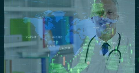 Futuristic Medical Professional with Digital Data Overlay