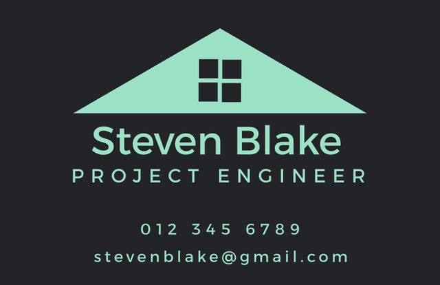 An elegant and minimalist business card design for a project engineer featuring a roof icon, highlighting a professional approach. Ideal for use in corporate branding, professional networking, and creating a lasting impression in client meetings.