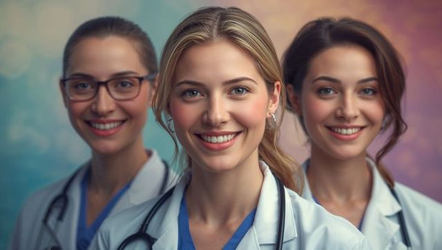 Confident Female Medical Team Smiling in Professional Attire