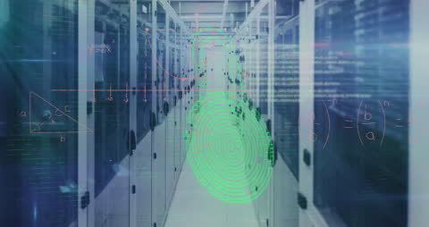 Cybersecurity Representation with Lock Icon and Mathematical Concepts