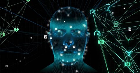 Futuristic Digital Face with Network Connections - Download Free Stock Images Pikwizard.com