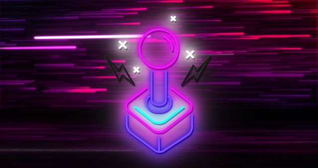 Retro Futuristic Arcade Gamepad Icon with Neon Light Trails - Download Free Stock Images Pikwizard.com