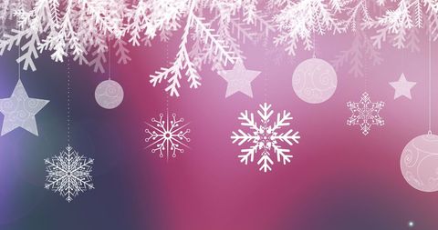 White Snowflakes and Ornaments on Pink and Purple Gradient - Download Free Stock Images Pikwizard.com